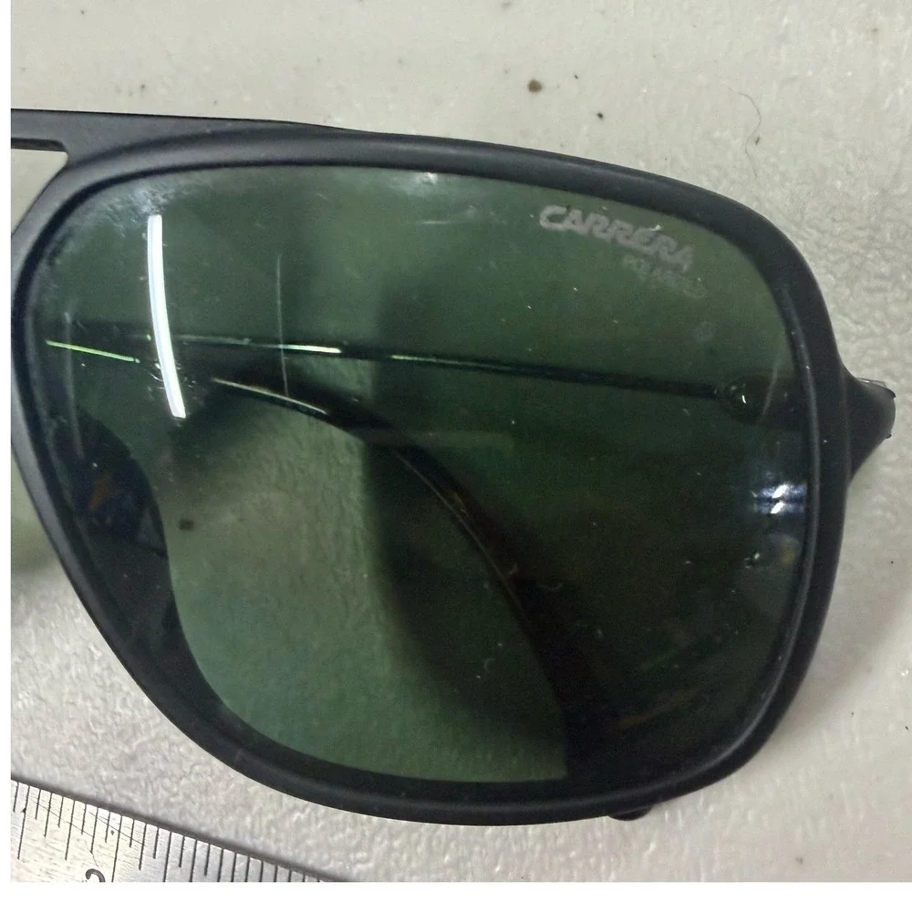 Carrera Polarized Sunglasses Matte Black Navigator Green Lens Tortoise Tips